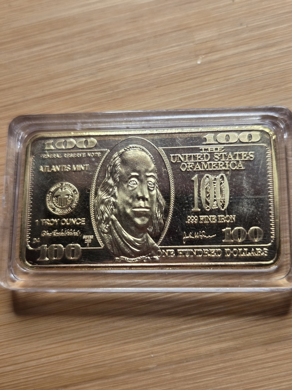 Gold Decorative $100 Bill Bar –